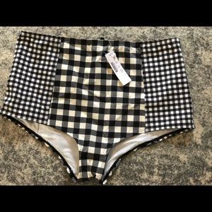 J Crew high waist gingham bikini bottoms NWT